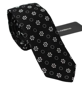 Dolce & Gabbana Mens Black 100% Silk Floral Print Classic Tie - Multicolour - One Size