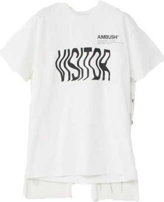 AMBUSH Wit Cape T-shirt met Logodetail - Heren - T-shirts - Wit - S - Katoen - Tops