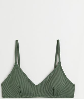 H&M Wattiertes Bikinitop - Dark Green