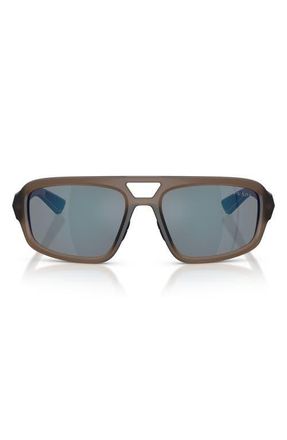 Prada 57mm Mirrored Irregular Sunglasses in Brown /Dark Grey Blue/Red at Nordstrom