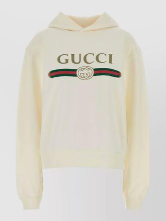 Gucci cotton blend hooded sweatshirt long sleeves