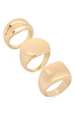 Leith Set of 3 Signet Rings in Gold at Nordstrom Rack, Size Small/medium