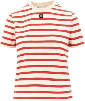 Tory Burch T-shirt a righe in cotone - - Tops - Donna - Rosso - S