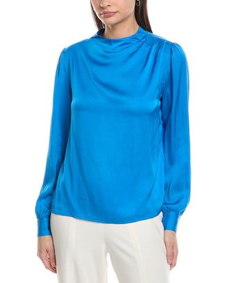 Elie Tahari Draped Novelty Silk-Blend Blouse