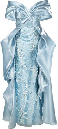 Gaby Charbachy sequin-embellished long dress - women - Polyester/Polyester/Spandex/Elastane - 44 - Blue