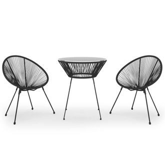 Berkfield Home 3 Piece Outdoor Dining Set PVC Rattan Black