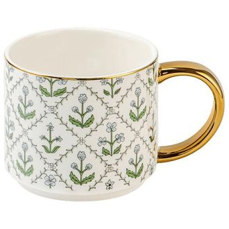 Sweet Water Decor Patterned 14 oz Gold Handle Coffee Mug in Floral Quilt at Nordstrom