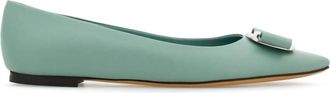 Ferragamo Womens Ballerina Shoe In Green