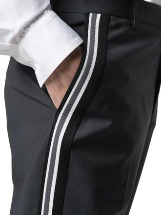 Valentino Side-Stripe Wide-Leg Tailored Trousers - Gray