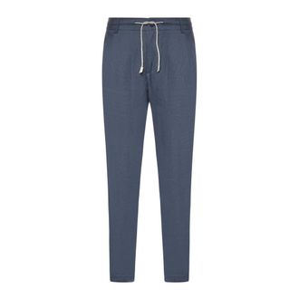 Eleventy Chinos, male, Blue, Size: W36 Linen Drawstring Chinos