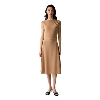 Karl Lagerfeld Gebreide jurk tot halverwege de kuit - Dames - Kleedjes - Beige - M - Kleedjes
