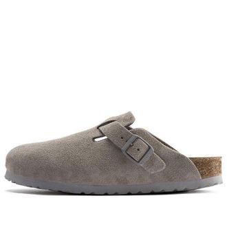 Birkenstock Boston Soft Footbed Suede Leather Stone Coin 1020526