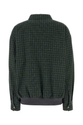 Miu Miu Womens Checked Cotton Jacket Green