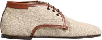 Dolce & Gabbana Canvas Derby-schoenen met veters - Heren - Veterschoenen - Beige - 44 EU - Leer - Schoenen