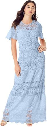 Roaman's Crochet Lace Maxi Dress in Pale Blue at Nordstrom, Size 20