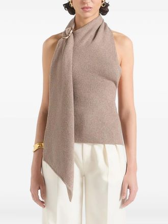 Mani&egrave;re De Voir Elodie knitted draped halterneck top - Brown