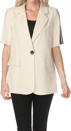Joseph Ribkoff Side Stripe Linen Blazer Jacket In Natural