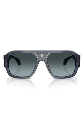 Versace 56mm Square Sunglasses in Dark Blue /Blue Gradient Grey at Nordstrom