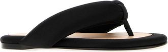 Carven Womens Black Satin Thong Slippers Deepblack Flat Shoes