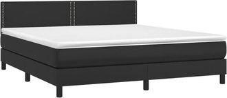 vidaXL Vidaxl - Cama Box Spring Colch&oacute;n Y Led Cuero Sint&eacute;tico Negro 180x200 Cm
