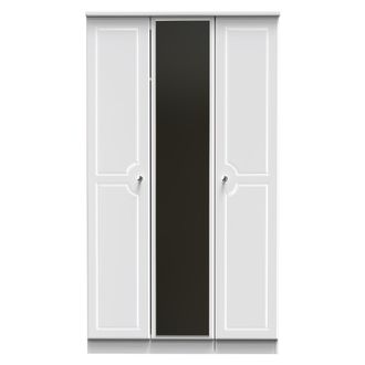 Welcome Furniture Lisbon Ready Assembled Wardrobe With Triple Door Featuring Mirror - White Gloss & White - Welcome Furniture | TJ Hughes
