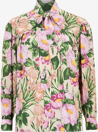 Chlo&eacute; Weite gebl&uuml;mte Seidencr&ecirc;pe-Bluse mit Schluppe