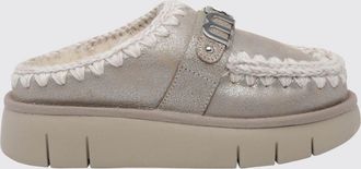 Mou Bounce Suede Mules with Exposed Stitching and a Shearling Lining