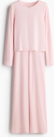 H&M Gerippter Jerseypyjama - Pink