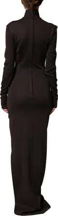 Dolce & Gabbana Brown Turtleneck Jersey Long Maxi Womens Dress
