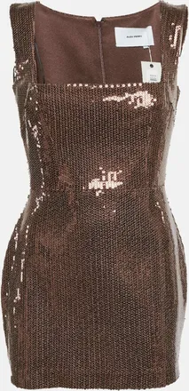 Alex Perry Brown Sequin Sleeveless Portrait Mini Dress