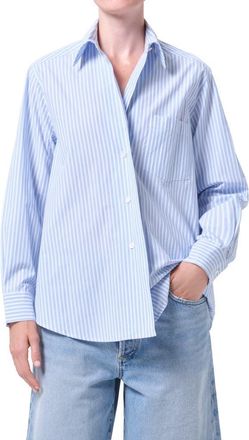 A Gold E Aris Stripe Button-Up Shirt in Banks Stripe Blue at Nordstrom, Size X-Large