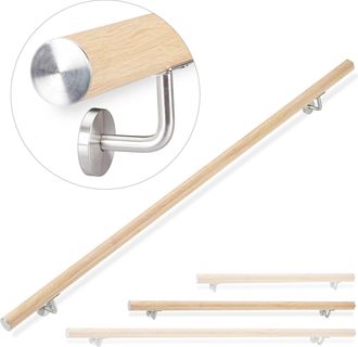 Relaxdays Relaxdays - Pasamanos Escalera Redondo Para Interior Y Exterior &Oslash; 42mm, Aluminio, Marr&oacute;n, 150 Cm
