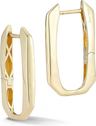 Ember Fine Jewelry 14K Elongated Octagon Hoop Earrings