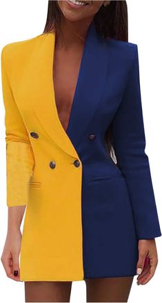 Generic Blazer Dress Womens Sexy Knee-Length Blazer Dress Elegant Business Office Dress Long Sleeve Business Dresses Bodycon Party Dress Festive Evening Dress