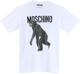 Moschino Witte Orango Graphic Katoenen T-shirt - Heren - T-shirts - Wit - L - Katoen - Tops