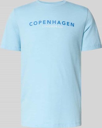 Lindbergh Lindbergh T-Shirt mit Label-Print in Hellblau, Gr&ouml;&szlig;e XXXL