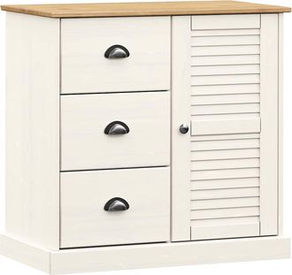 vidaXL Vidaxl - Aparador Con Cajones Vigo Madera Maciza Pino Blanco 78x40x75 Cm