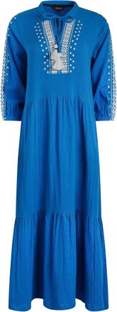 Weird Fish Womens/Ladies Arles Embroidered Double Layered Midi Dress (Adriatic Blue) - Size 14 UK