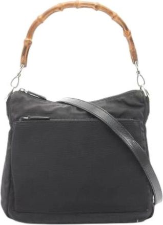 Gucci Pre-owned Canvas Schoudertas - Dames - Vintage Handtas - Zwart - ONE Size - Leer - Vintage