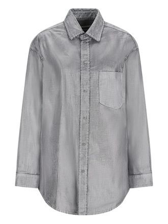 Darkpark denim-effect collared shirt - Grey