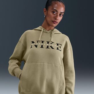 Nike Womens Nike Sportswear Phoenix Fleece Oversized Pullover Hoodie in Brown | IH4054-276