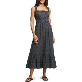 Lucky Brand Schiffley Eyelet Lace Midi Sundress in Ombre Blue at Nordstrom, Size X-Large