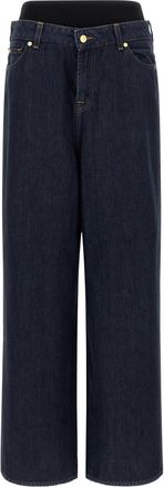 7 For All Mankind Blue Banded Slouchy Wide jeans