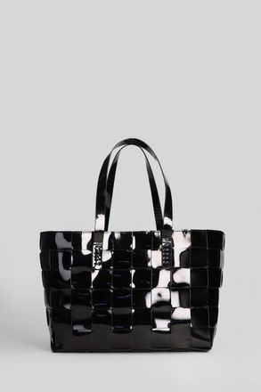 Dragon Diffusion Box Weave Basket Tote In Black Leather