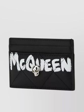 Alexander McQueen leather quilted logo-print card holder