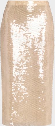 Tanya Taylor Kiah Sequined Midi Skirt