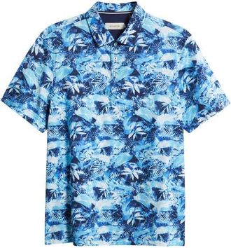 Bugatchi Hendrix Digital Abstract Print Pima Cotton Polo in Azure at Nordstrom, Size Xx-Large