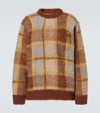 sacai Checked wool-blend sweater