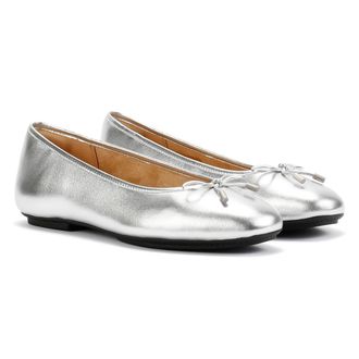 FitFlop Fitflop Delicato Metallic Leather WoMens Silver Ballet Flats - Size UK 5