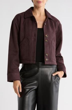 Ellen Tracy Crop Faux Suede Jacket in Brown at Nordstrom Rack, Size X-Large